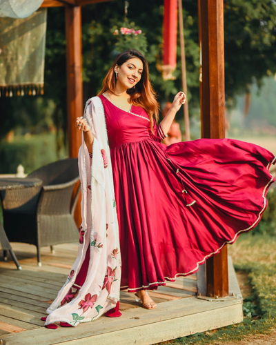 red anarkali suits with organza dupatta sm traders amritsar